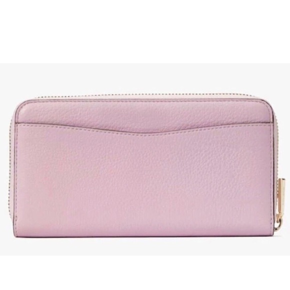 New Kate Spade Large Continental Wallet Pebbled Leather Quartz Pink Zip - Picture 3 of 3